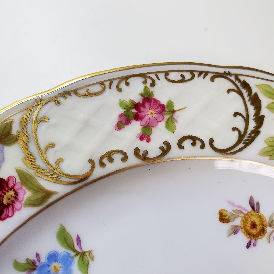 シューマンババリア◆ドレスデンフラワー プレート 19.5cm 2枚セット 金彩