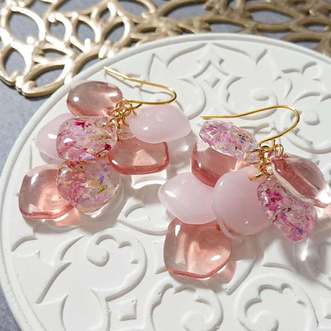 ≪336 ピンク≫レジンピアス 550円