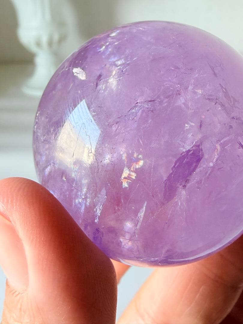 ✴︎癒し系✴︎天然石♡ ラベンダーアイリスアメジストスフィア　Φ46mm