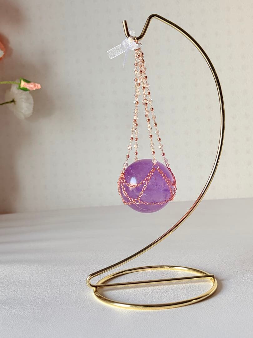 ✴︎癒し系✴︎天然石♡ ラベンダーアイリスアメジストスフィア　Φ46mm