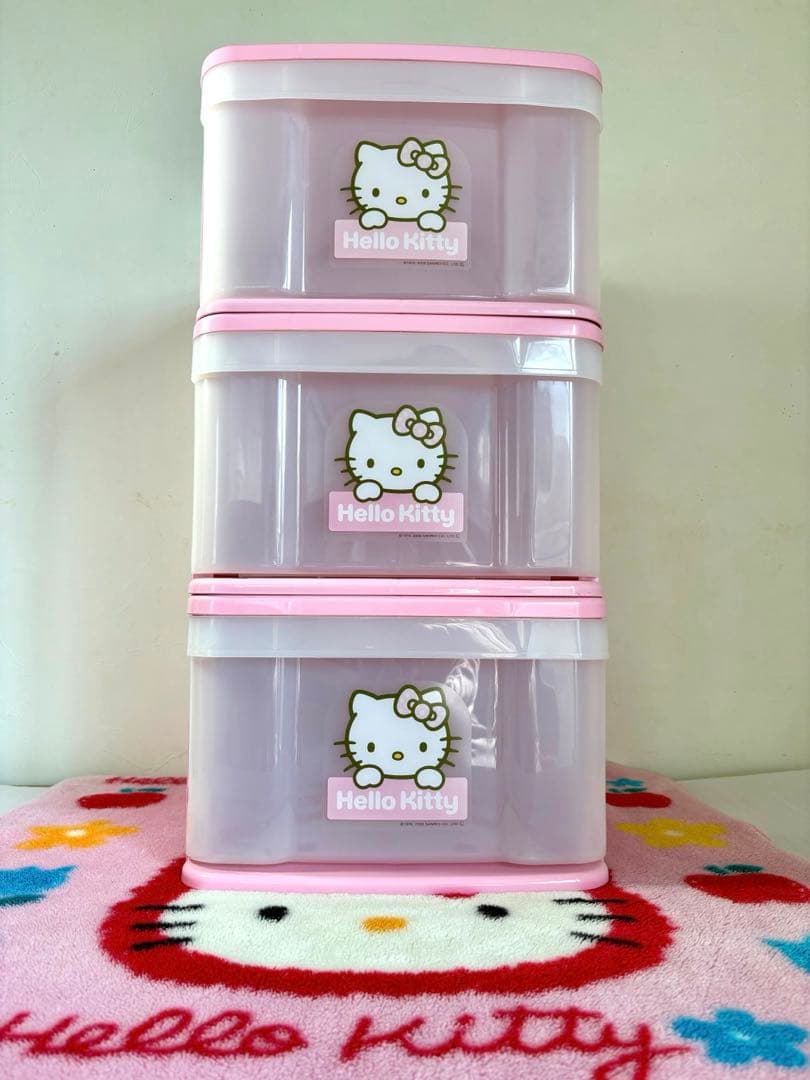 最終HelloKitty 収納ケース　キティ　3段チェスト　引き出し　平成レトロ