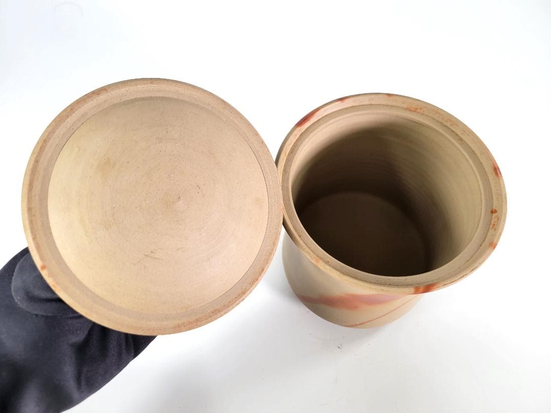 【送料無料・蔵出し・名人作】備前焼　緋襷　水指　在銘　茶道具　茶器　茶道