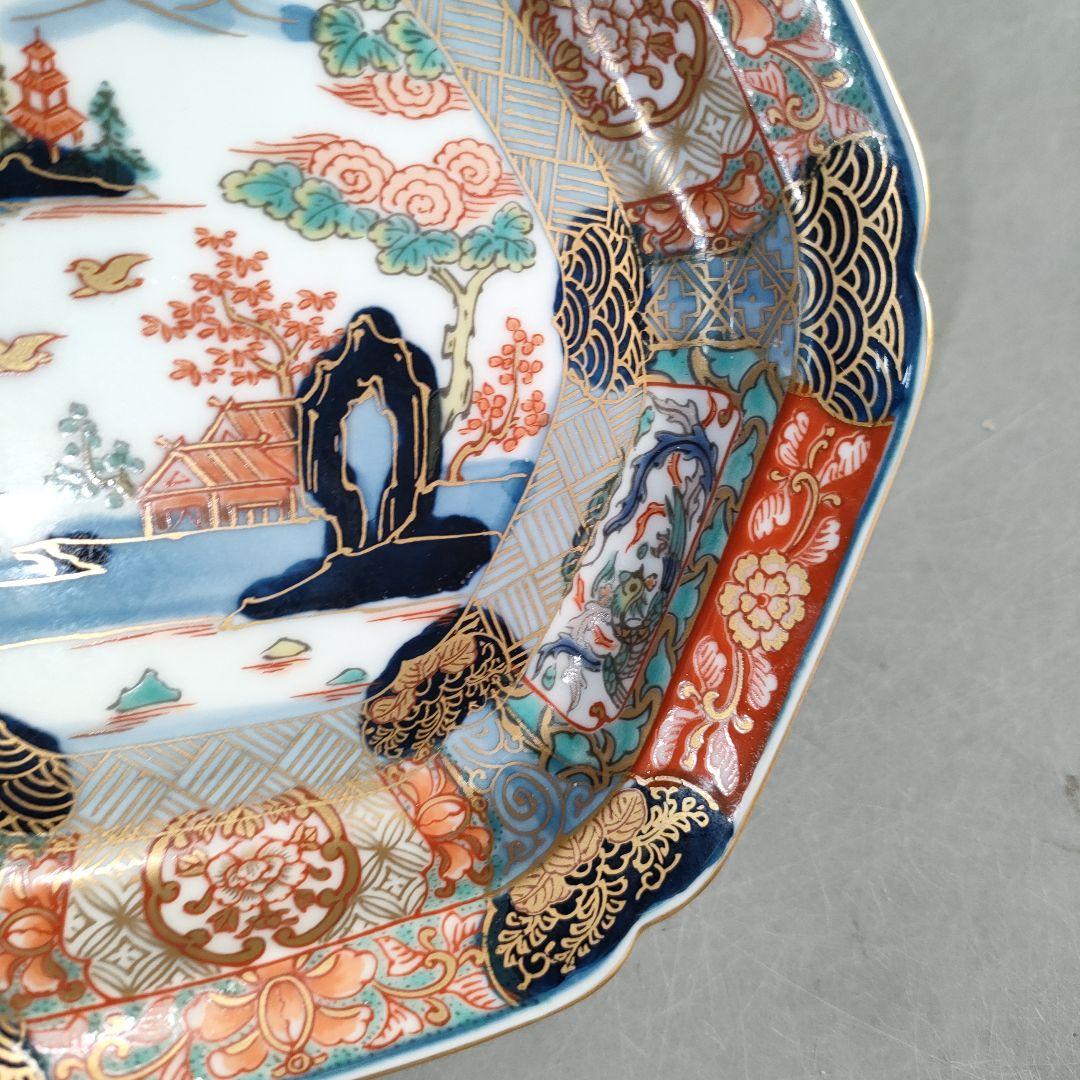 A1367-3/有田焼/幸楽窯/古伊万里金彩錦色絵山水取皿揃5客/共箱/懐石道具