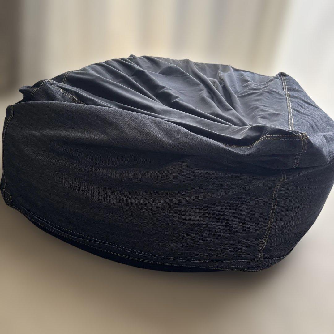 体にフィットするソファ　綿デニム　ネイビー　2個セット