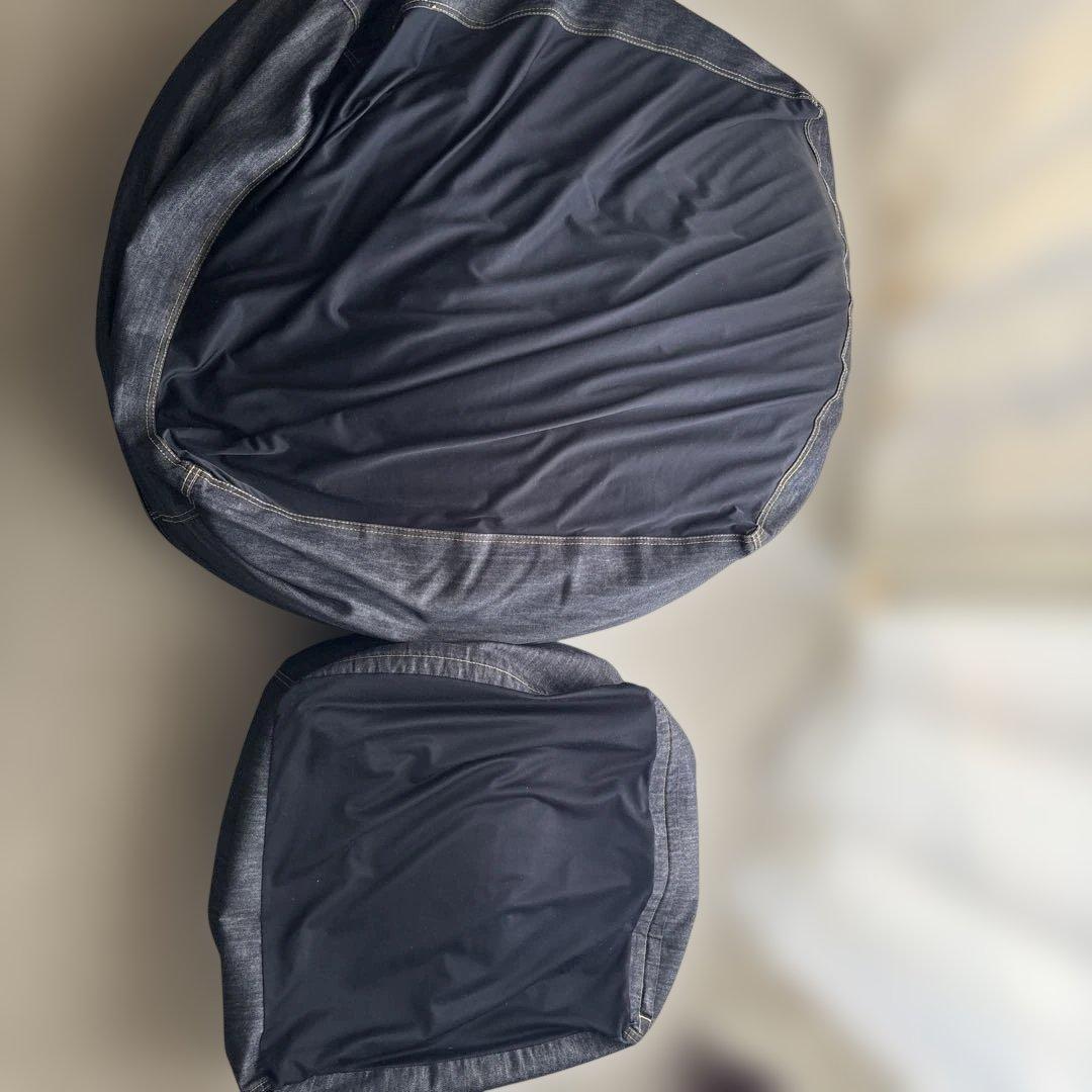 体にフィットするソファ　綿デニム　ネイビー　2個セット