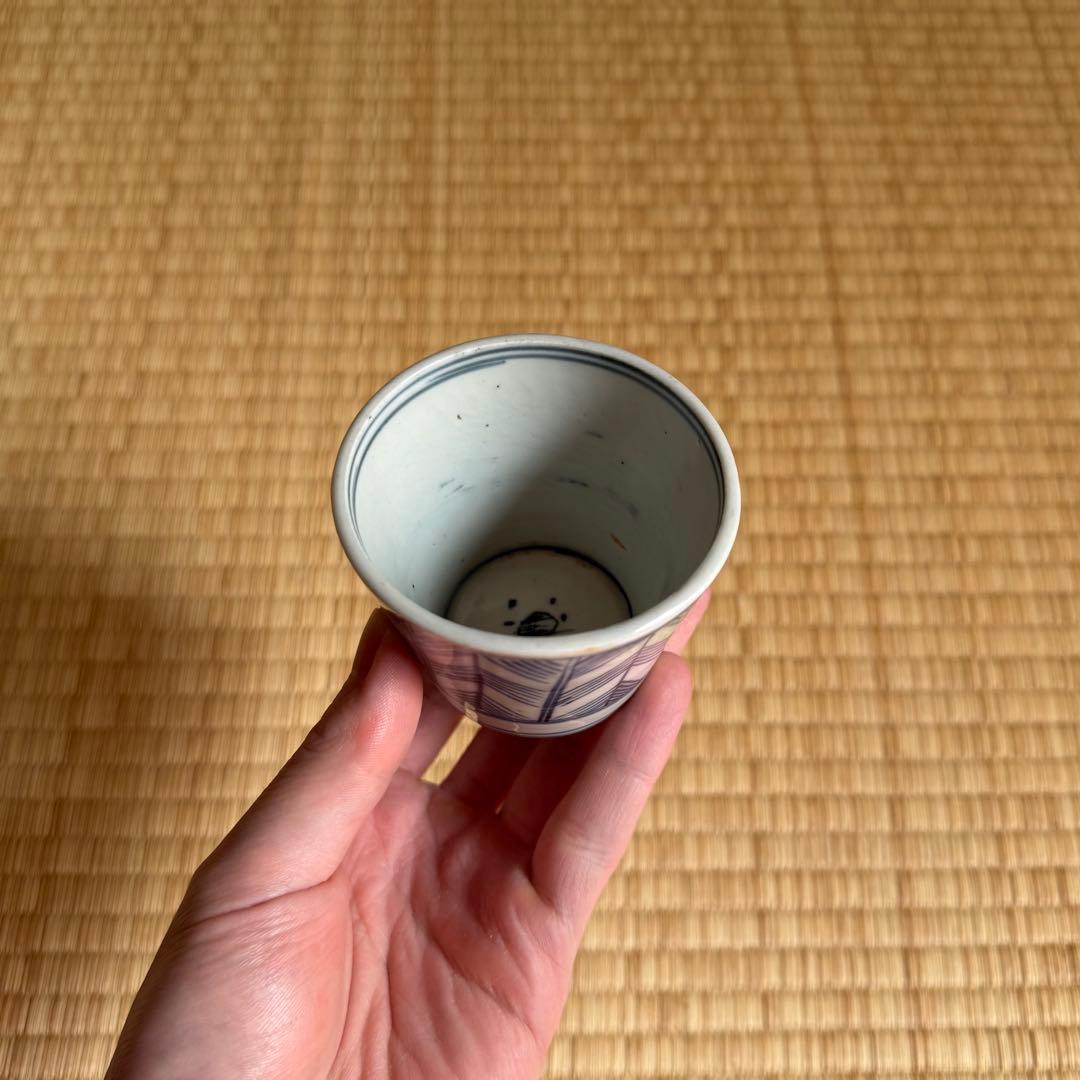 古伊万里 染付 矢羽文 蕎麦猪口 江戸時代 古波佐見 古瀬戸 古美術 骨董 民藝