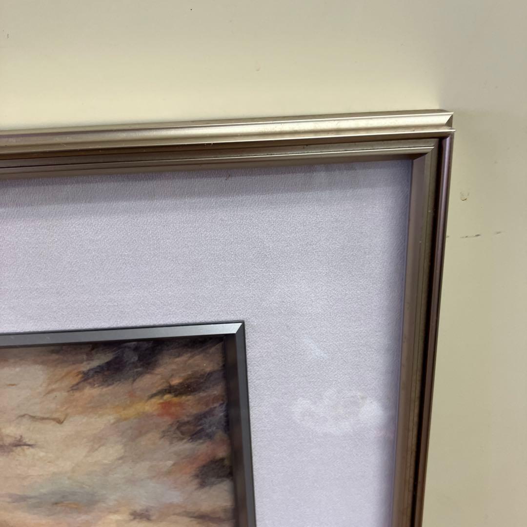 風景画 夕焼け 雲 額装 アート インテリア 壁掛け 和紙風 ちぎり絵 貼り絵