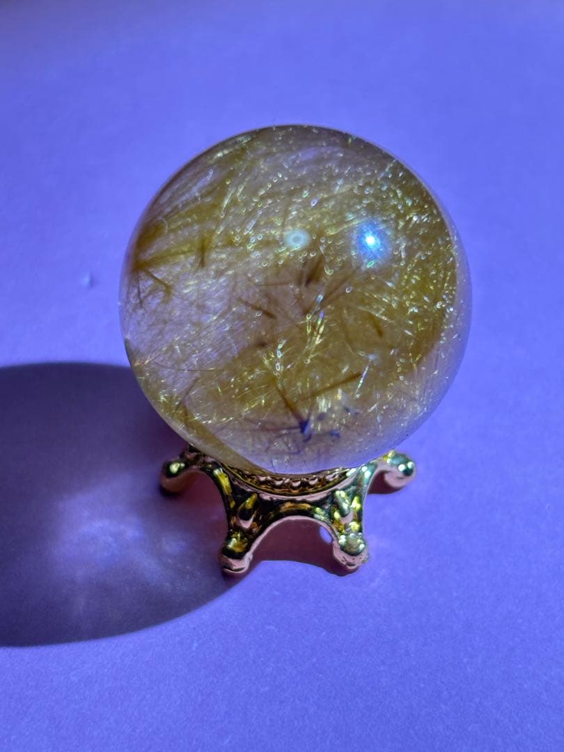 ルチル　ルチルクォーツ　財運　高品質　ザクザク　ゴールド　ミニスフィア