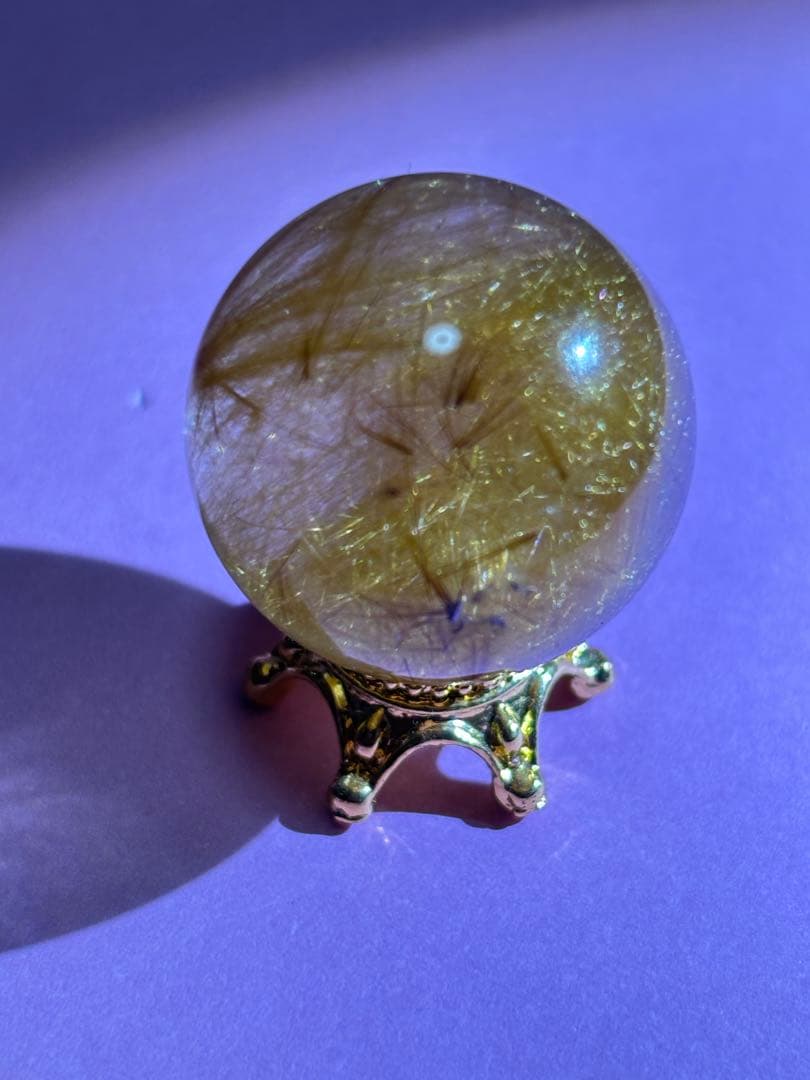 ルチル　ルチルクォーツ　財運　高品質　ザクザク　ゴールド　ミニスフィア