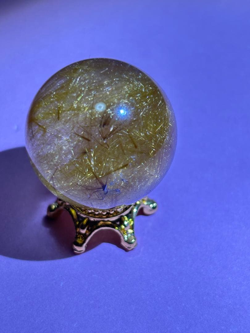 ルチル　ルチルクォーツ　財運　高品質　ザクザク　ゴールド　ミニスフィア