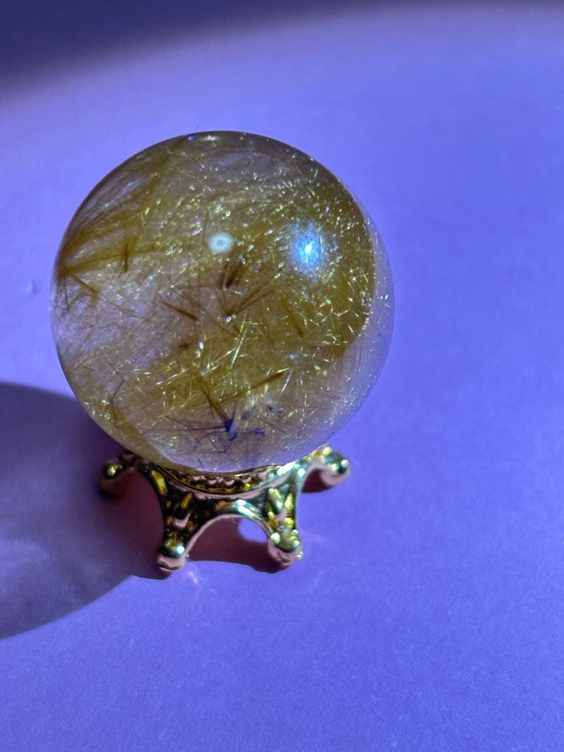 ルチル　ルチルクォーツ　財運　高品質　ザクザク　ゴールド　ミニスフィア