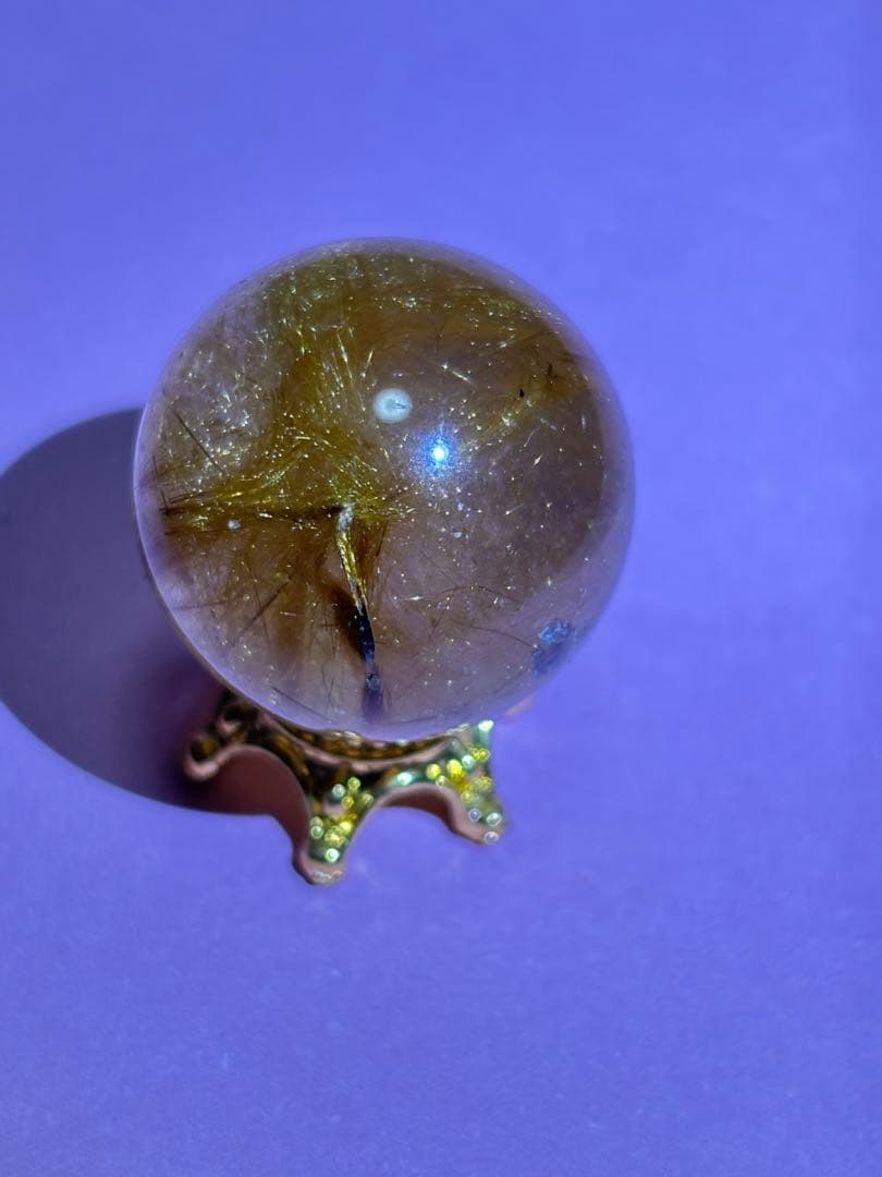 ルチル　ルチルクォーツ　財運　高品質　ザクザク　ゴールド　ミニスフィア