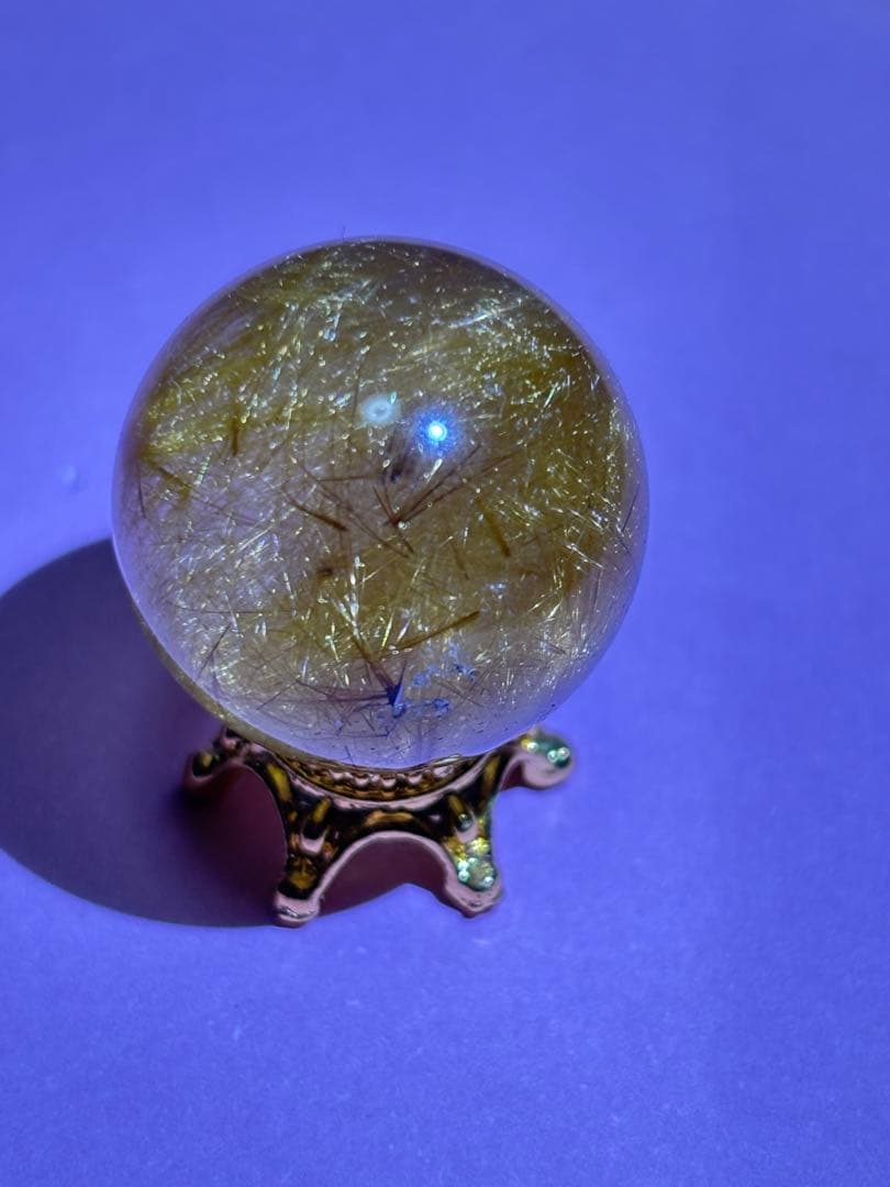 ルチル　ルチルクォーツ　財運　高品質　ザクザク　ゴールド　ミニスフィア