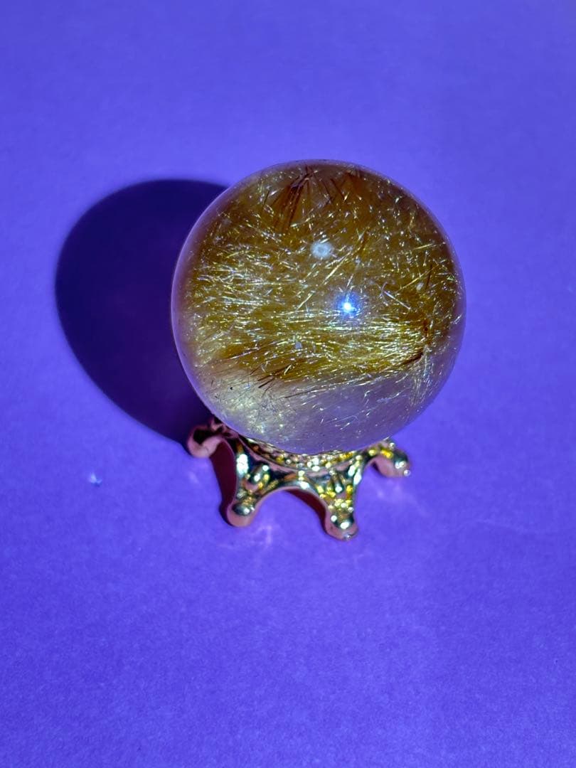 ルチル　ルチルクォーツ　財運　高品質　ザクザク　ゴールド　ミニスフィア