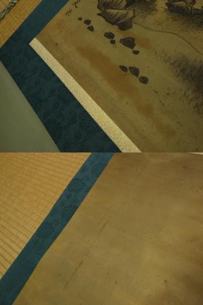 【値下】【掛軸】天泉 山水画 大型 約204cm 絹本 古画 骨董品（木箱付き）