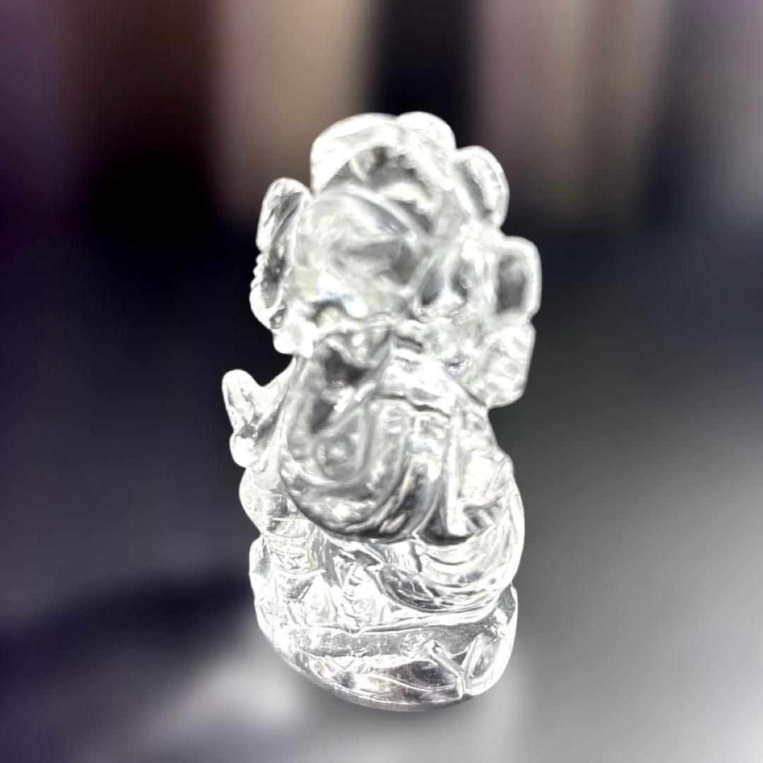【美品】ガネーシャ ヒマラヤ水晶 天然石 彫刻 置物 開運 インテリア