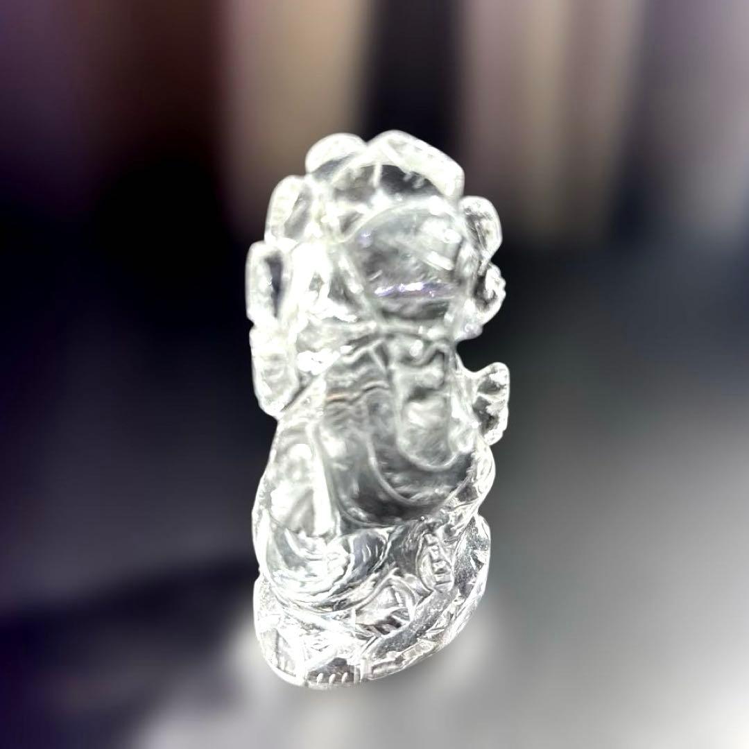 【美品】ガネーシャ ヒマラヤ水晶 天然石 彫刻 置物 開運 インテリア