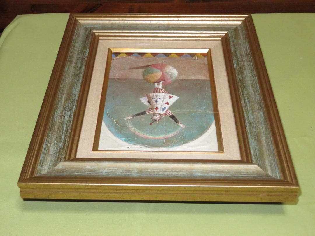 高橋幸恵　「カルイキビンナネコ」油彩SM　一枚の絵　幻想派　可愛い猫モチーフ