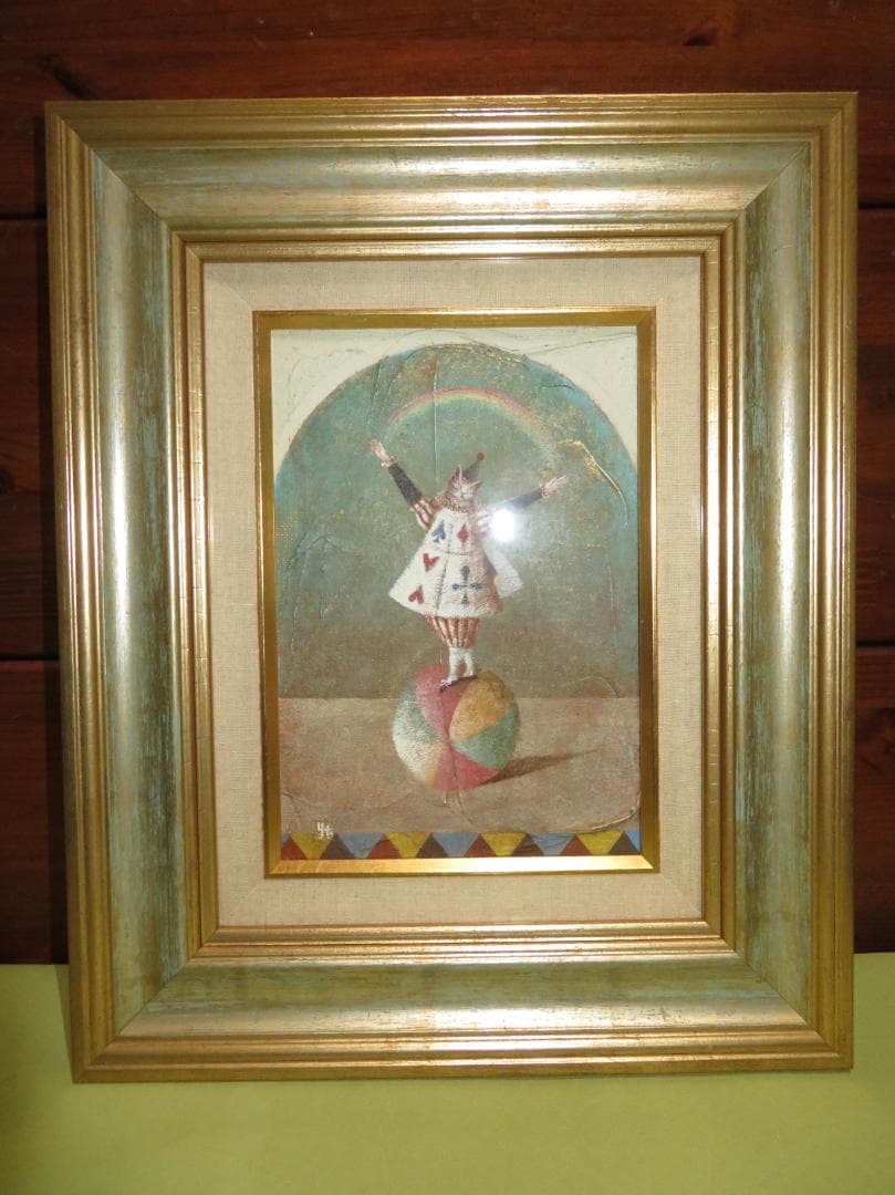 高橋幸恵　「カルイキビンナネコ」油彩SM　一枚の絵　幻想派　可愛い猫モチーフ