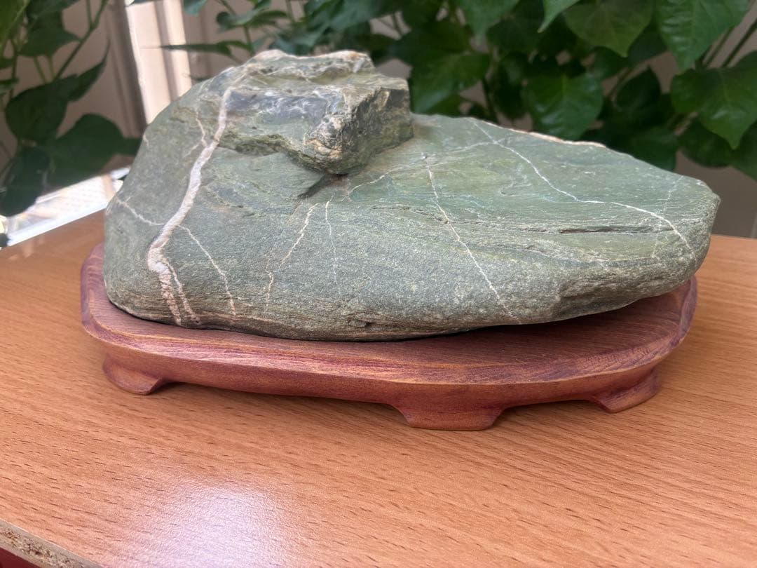 美石　天然石　銘木台座付き