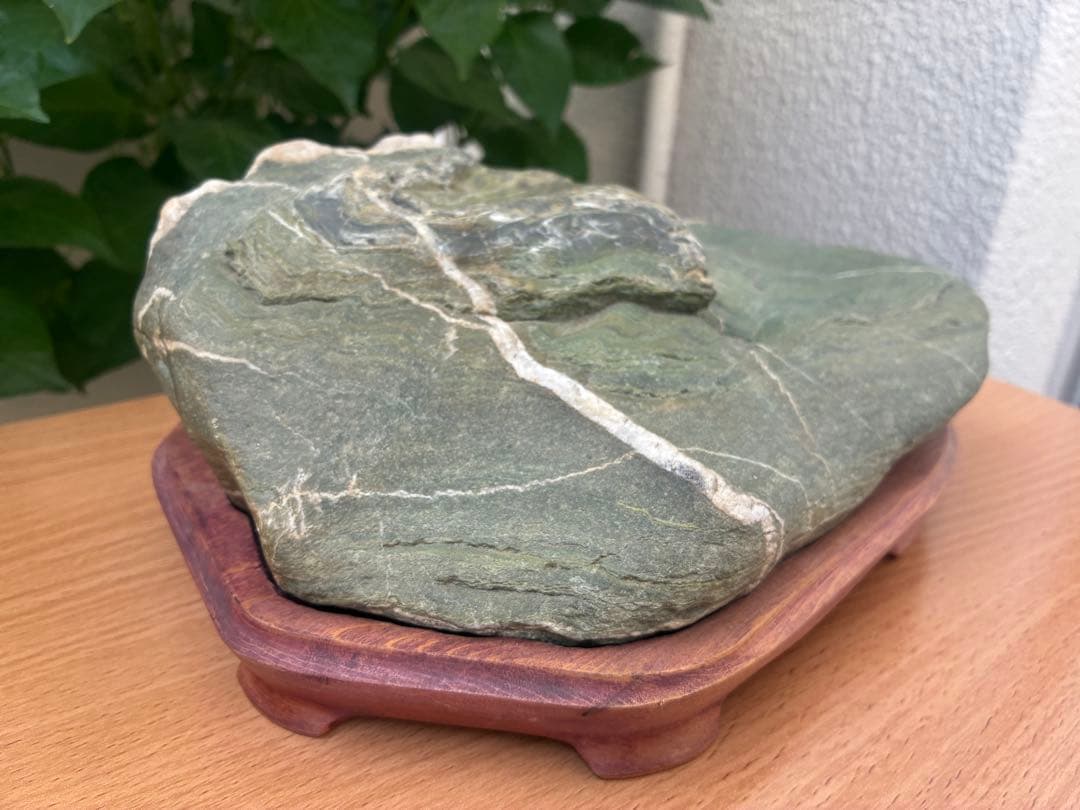 美石　天然石　銘木台座付き