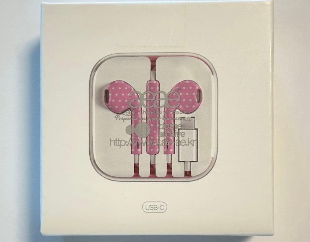 aeae タイプc イヤホン 韓国 ポップアップ ピンク 有線