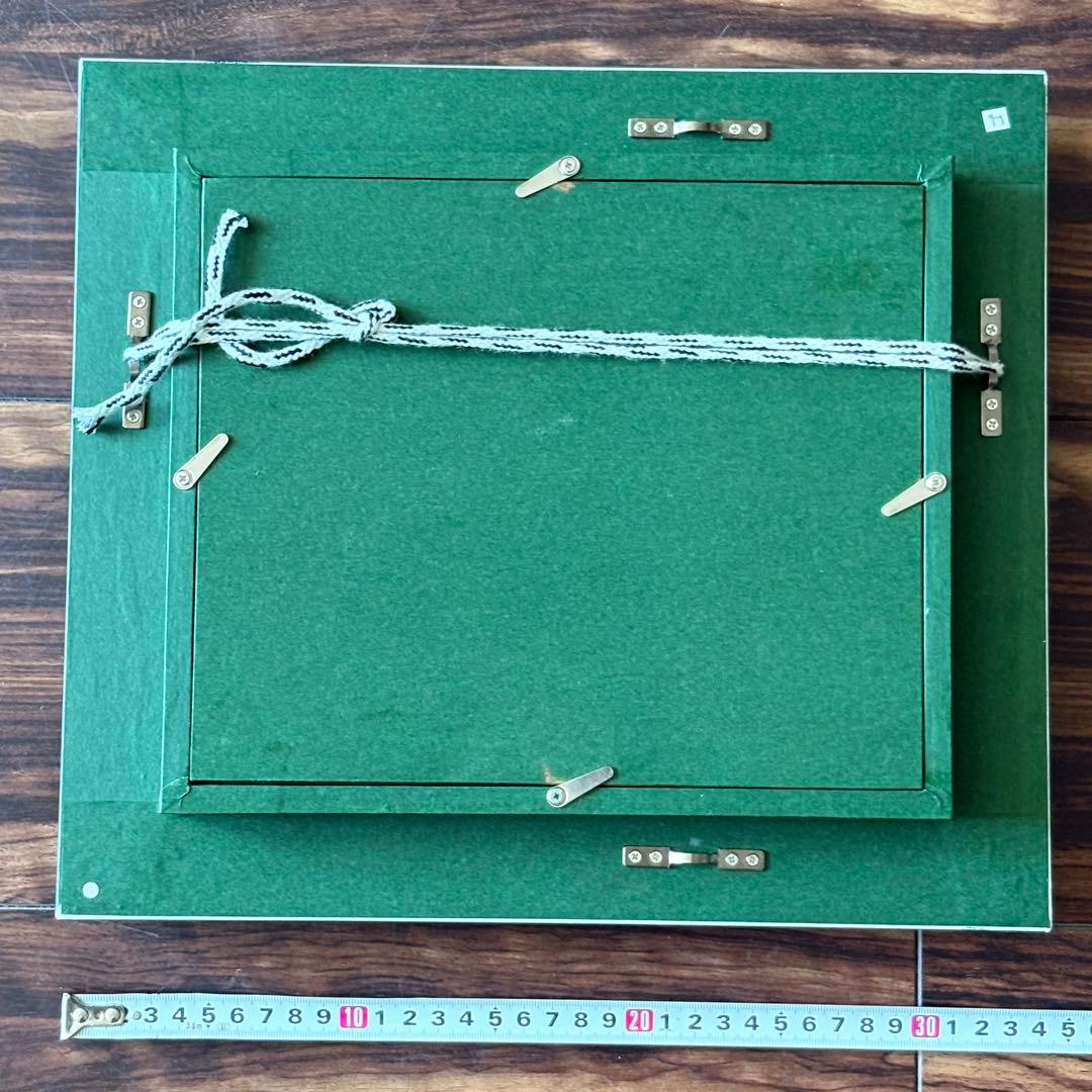 谷口季丸「湖畔の赤富士」油彩 F0 額装 油絵 油画 絵画 F