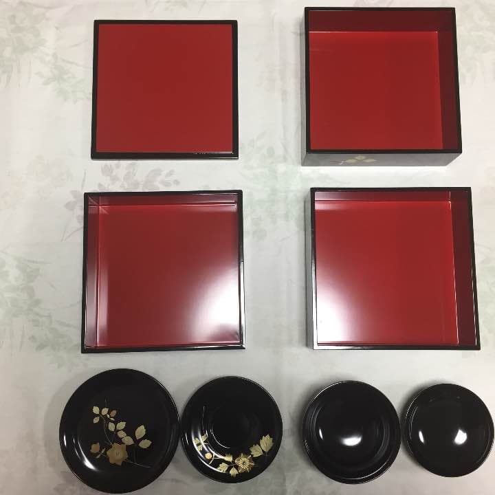 会津塗り 蒔絵 重箱 吸い物椀 菓子皿 茶托セット 定価 10万