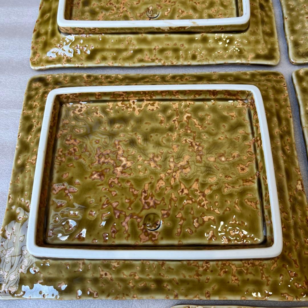 有田焼　其泉窯　伊良保山水焼物皿揃　貝山作　角皿5枚