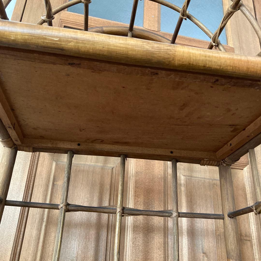 ラタン3段ラック●籐ラック　棚　昭和レトロアンティーク棚　木製　アーチ