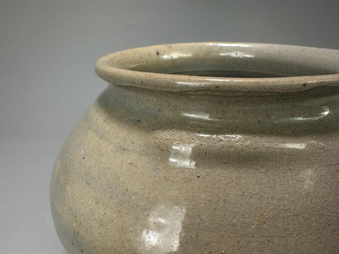 UM23-2　朝鮮古美術　李朝時代　白磁壺　古壺　時代壺　古物　韓国美術