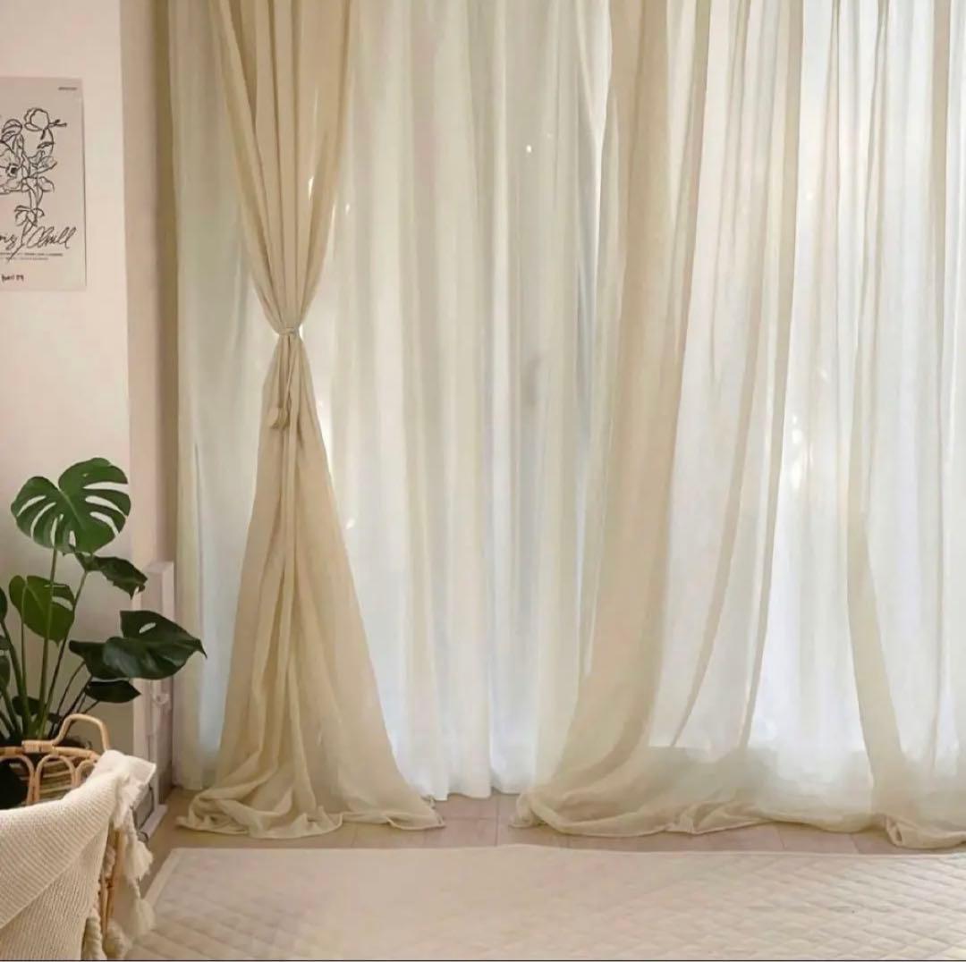 little rooms カラーシフォンカーテン 150×200 2倍ひだ