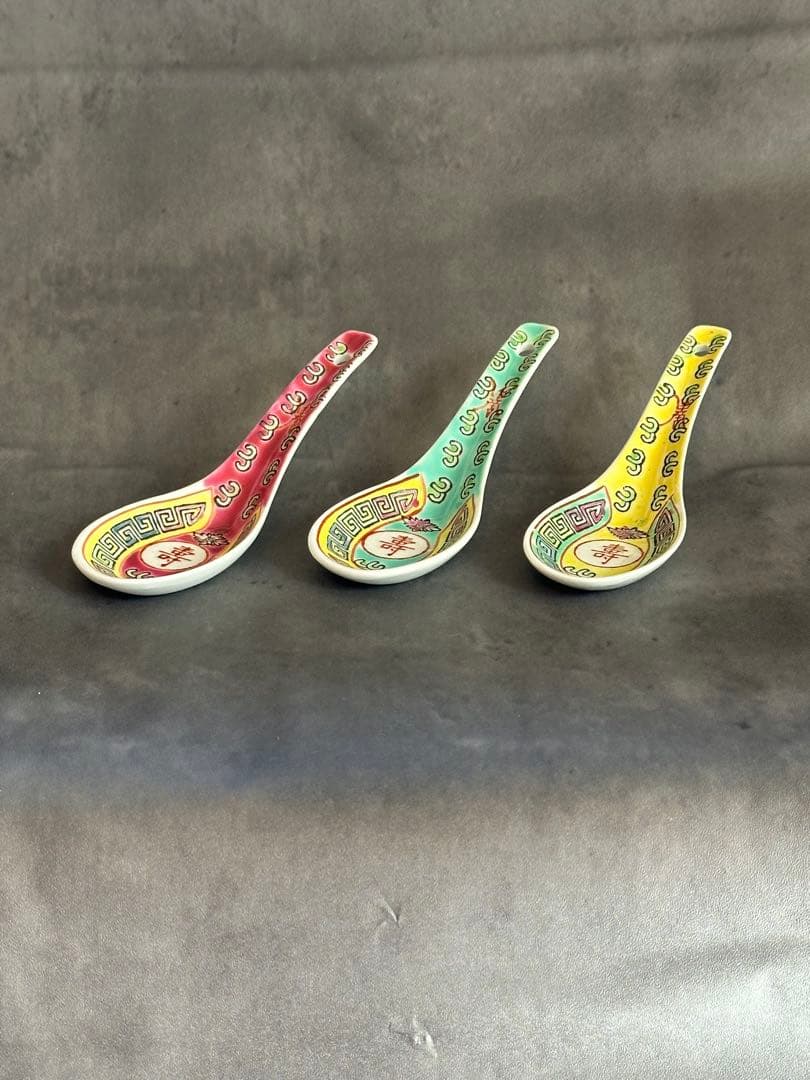 ★大人気★【茶碗＆れんげ３色セット／新品未使用】景徳鎮/汁碗