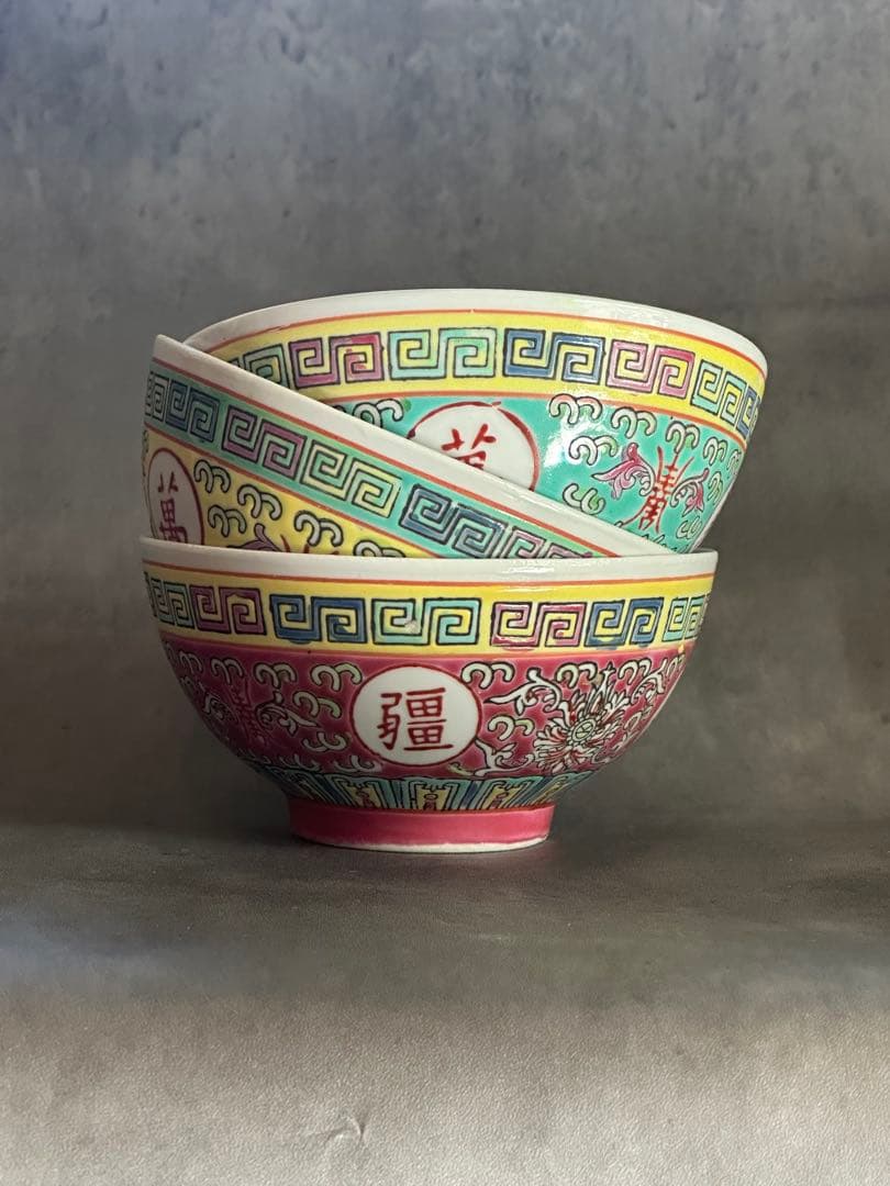 ★大人気★【茶碗＆れんげ３色セット／新品未使用】景徳鎮/汁碗