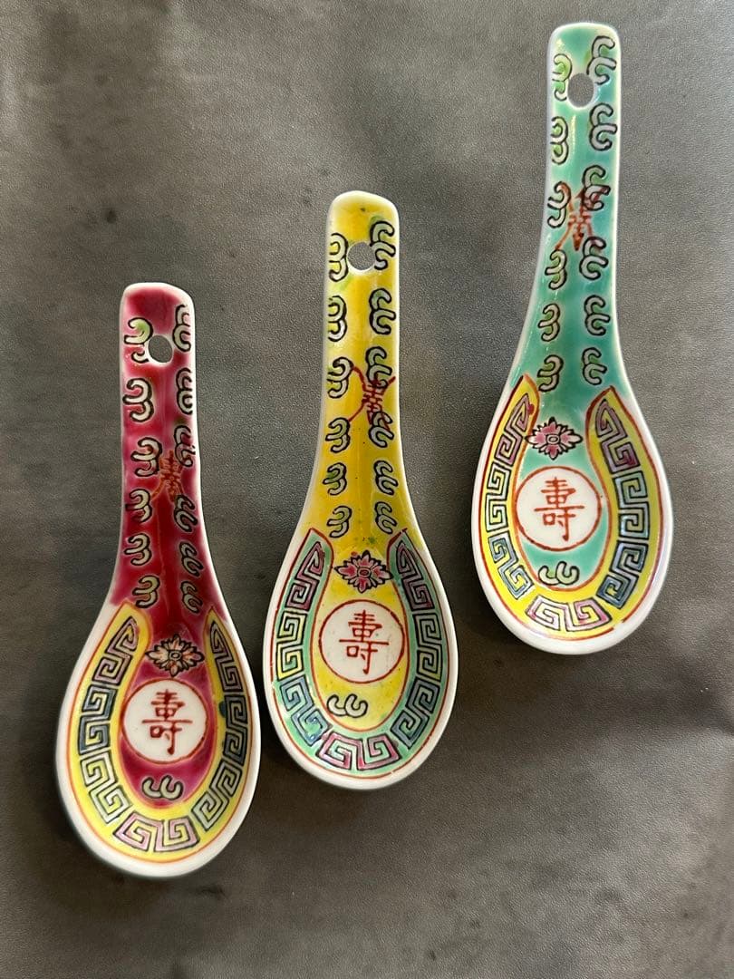 ★大人気★【茶碗＆れんげ３色セット／新品未使用】景徳鎮/汁碗