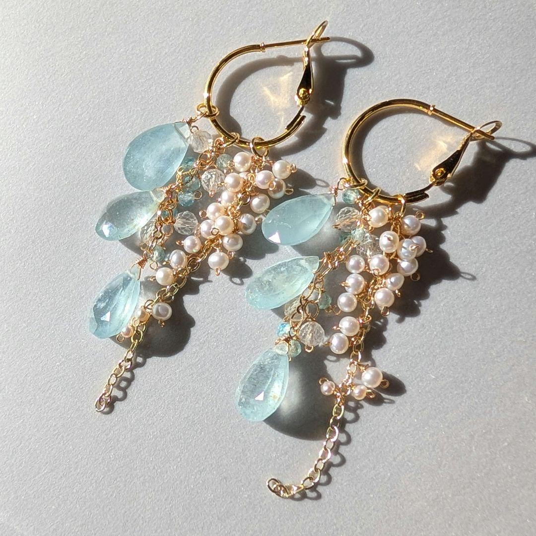 1点のみ✧︎シンデレラアクアマリン 着せ替えフープピアス