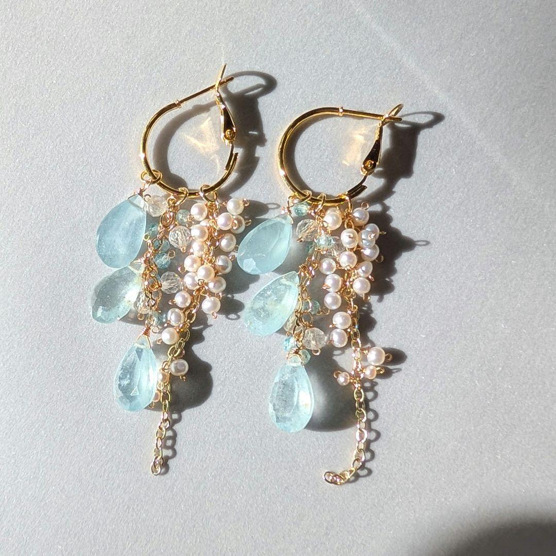 1点のみ✧︎シンデレラアクアマリン 着せ替えフープピアス