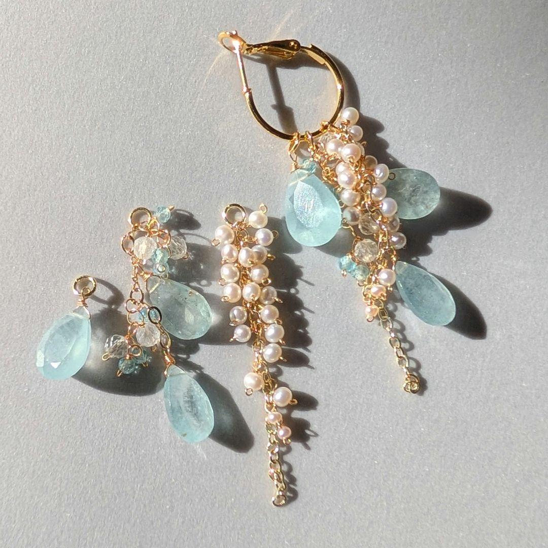 1点のみ✧︎シンデレラアクアマリン 着せ替えフープピアス