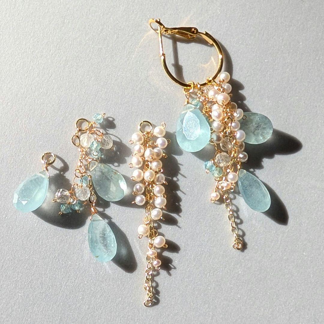 1点のみ✧︎シンデレラアクアマリン 着せ替えフープピアス