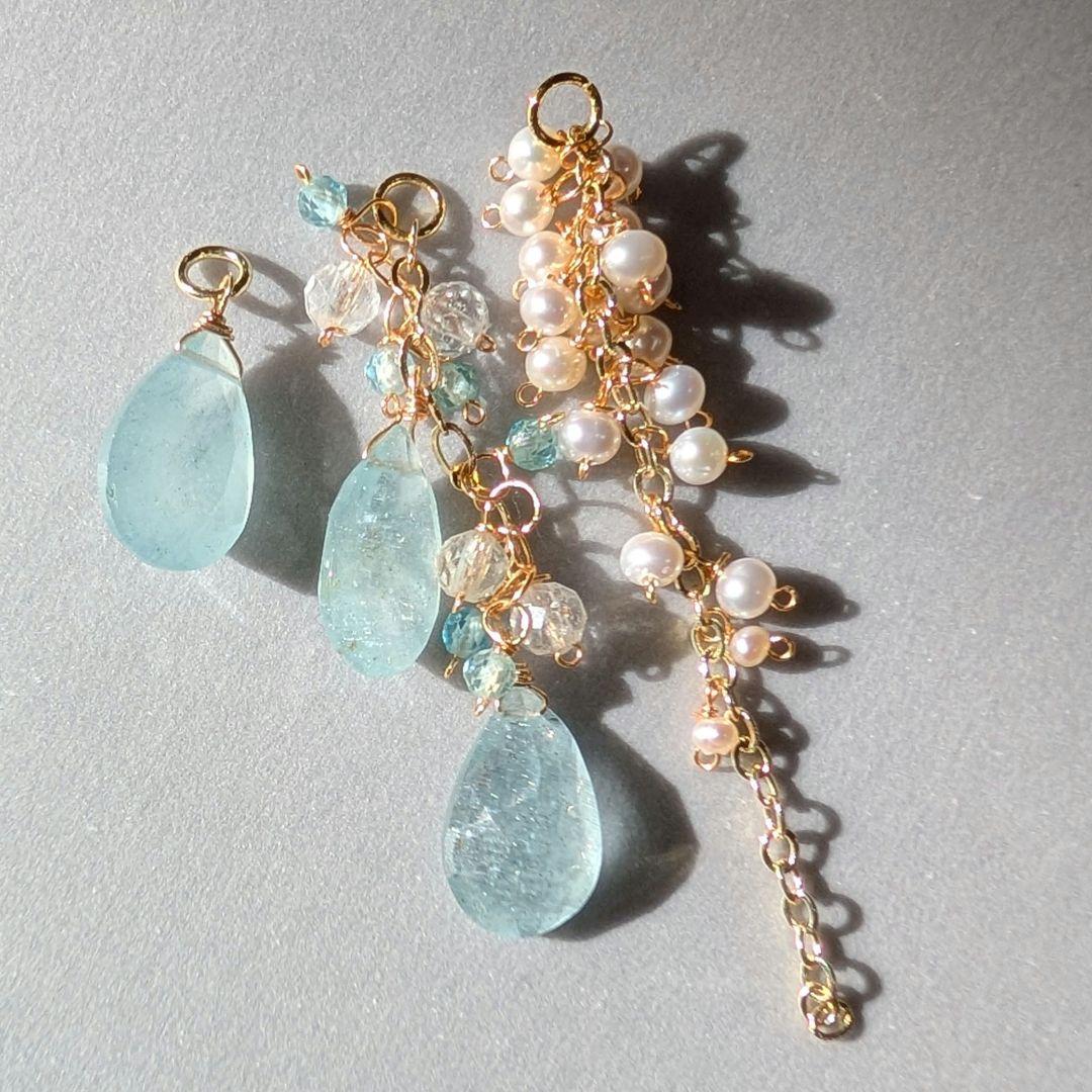 1点のみ✧︎シンデレラアクアマリン 着せ替えフープピアス