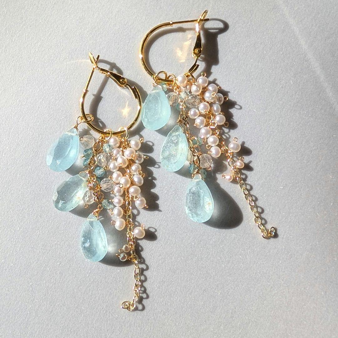 1点のみ✧︎シンデレラアクアマリン 着せ替えフープピアス