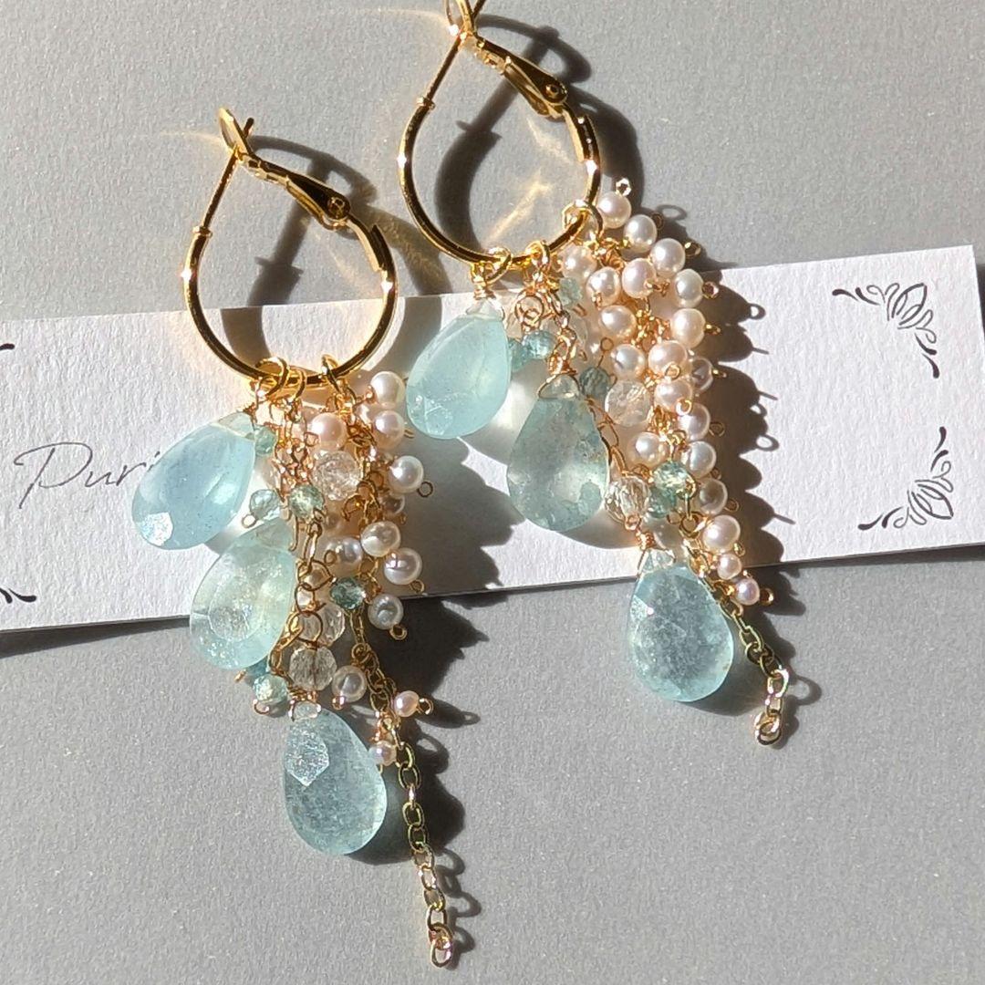1点のみ✧︎シンデレラアクアマリン 着せ替えフープピアス