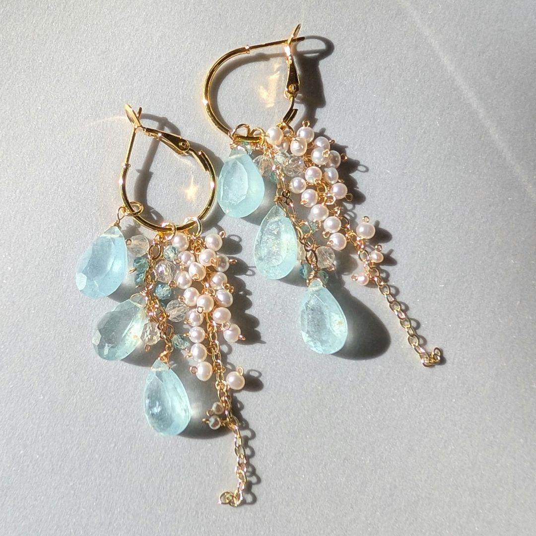 1点のみ✧︎シンデレラアクアマリン 着せ替えフープピアス
