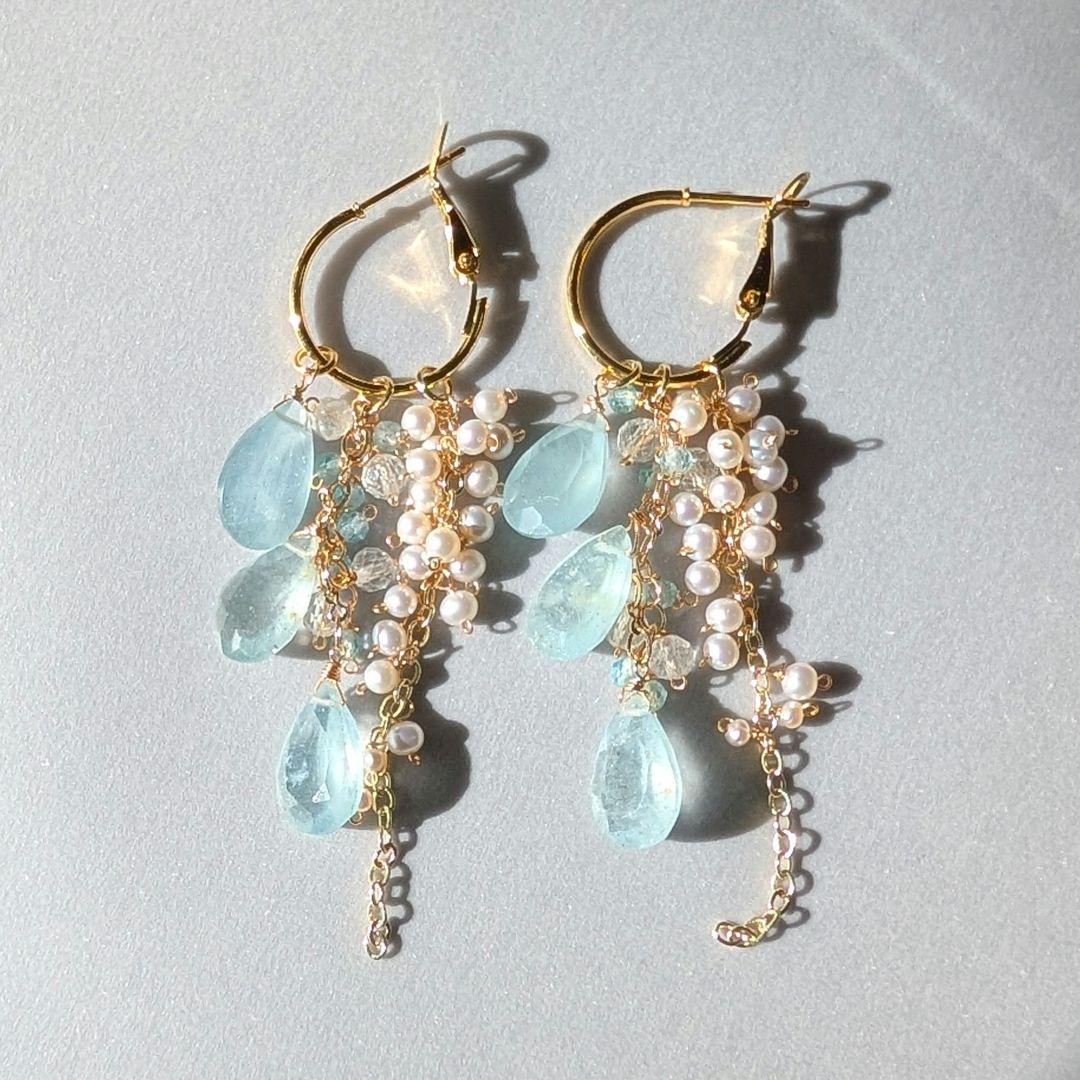 1点のみ✧︎シンデレラアクアマリン 着せ替えフープピアス