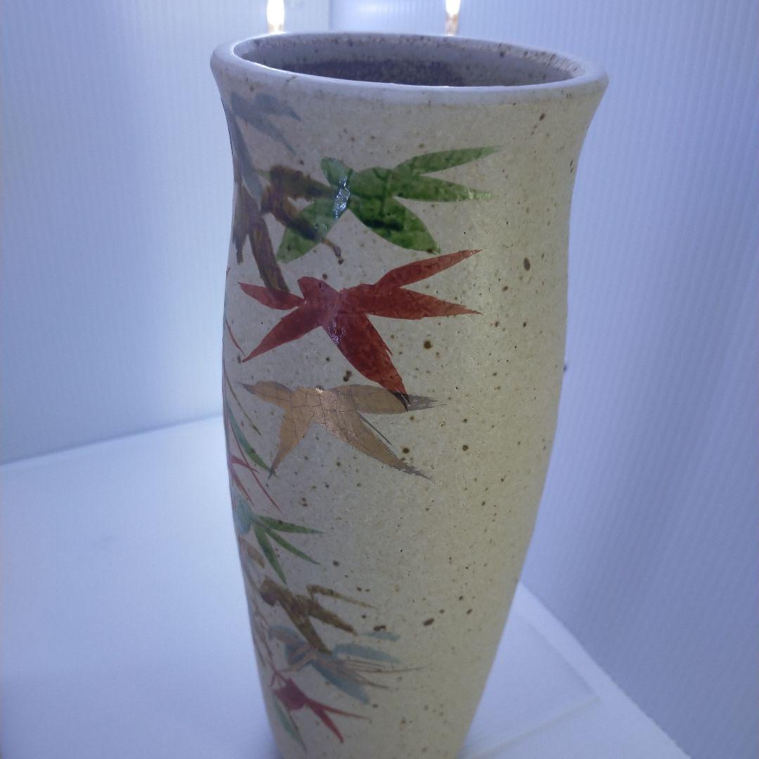 萬古焼　寸胴　竹の縁起物 金彩が目立つ　高さ30cm