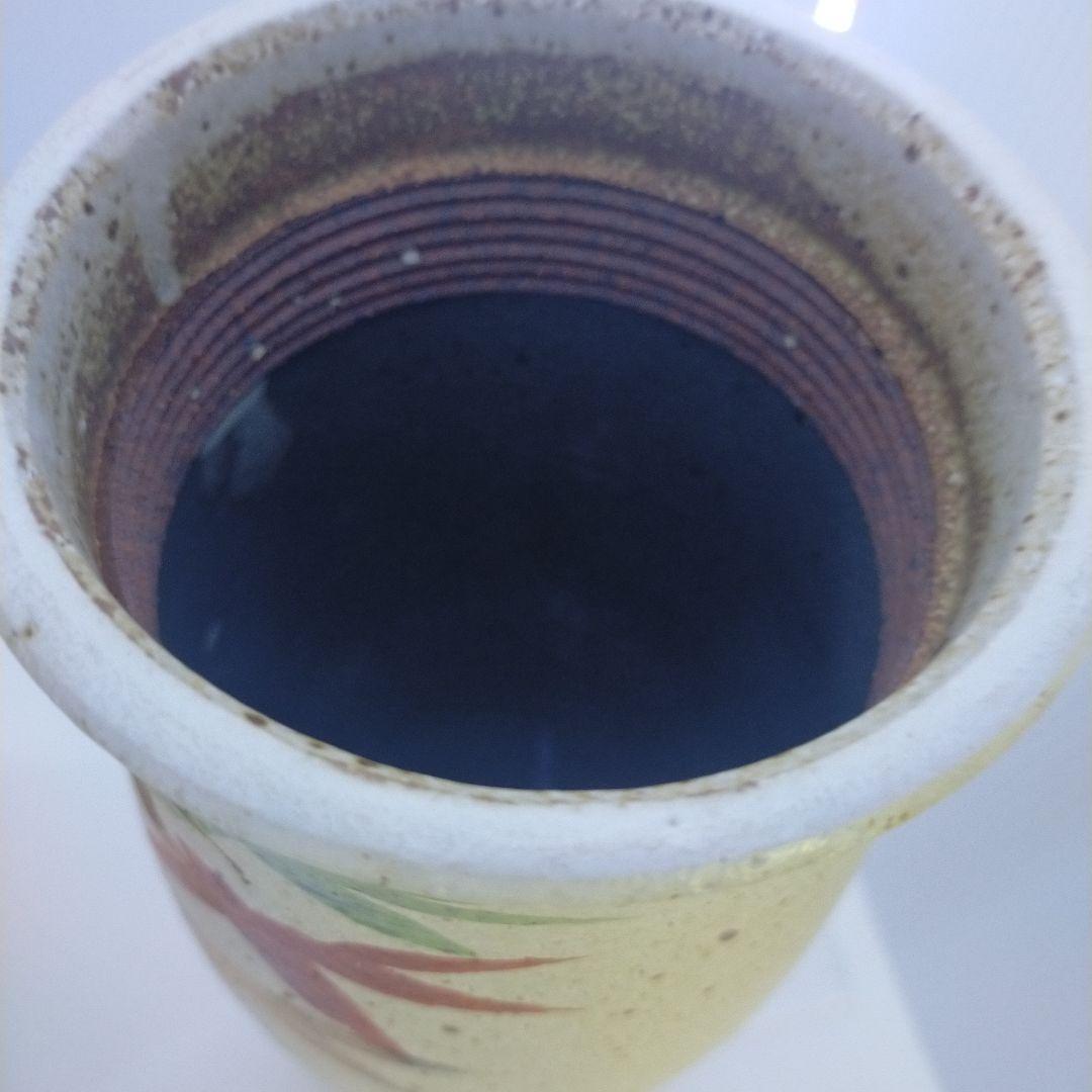 萬古焼　寸胴　竹の縁起物 金彩が目立つ　高さ30cm