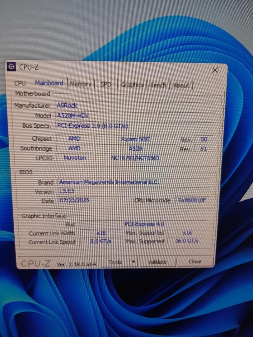 自作PC　RYZEN3 PRO 4350G・8GB・120GB・Win11