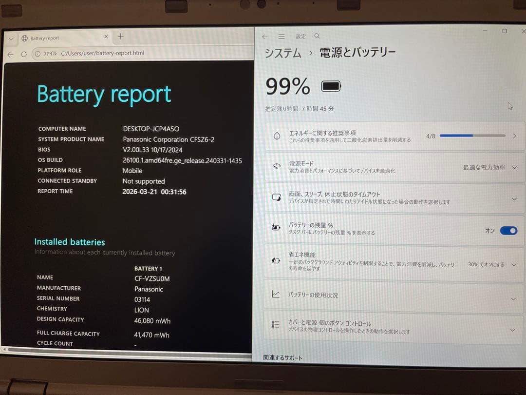 レッツノート CF-SZ6 i5 8GB SSD256 バッテリー良好