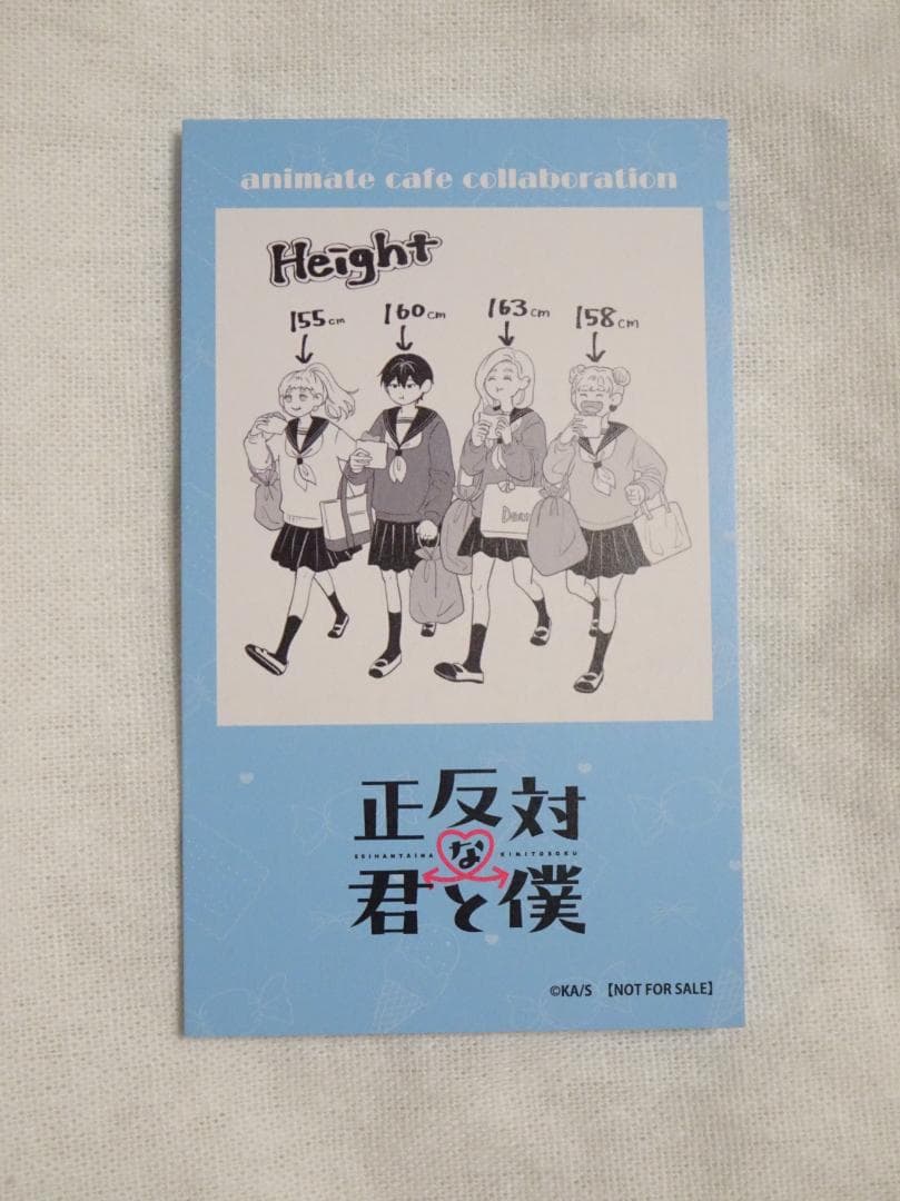 正反対な君と僕 アニメイトカフェ 特典 イラストカード 渡辺 佐藤 東 鈴木