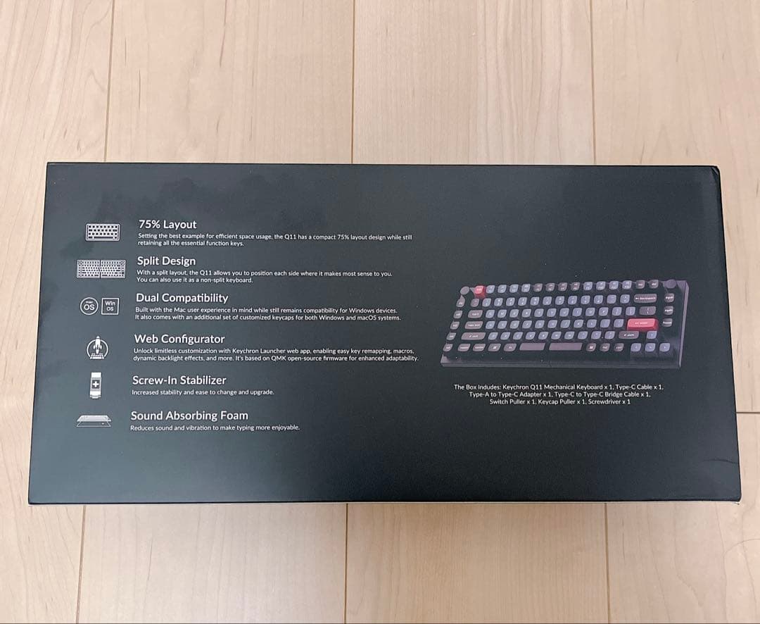 【おまけ付き】Keychron Q11 US配列 赤軸 ＋専用ケースセット